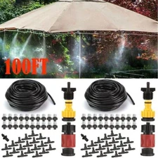 100FT Outdoor Patio Water Mister Mist Nozzles Misting Cooling System Fan Cooler