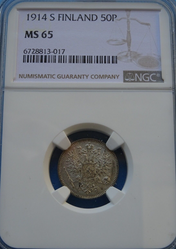 Finnland 1914 S 50 Pennia NGC MS 65! Selten in diesem Grading! | eBay