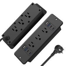 6 Outlets Dual Side Recessed Power Strip with USB C Ports Furniture Flush Mount