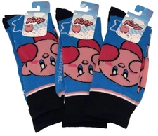 Kirby Crew Socks - 3 Pairs Fits Mens Size 8-12 - Nintendo Bioworld