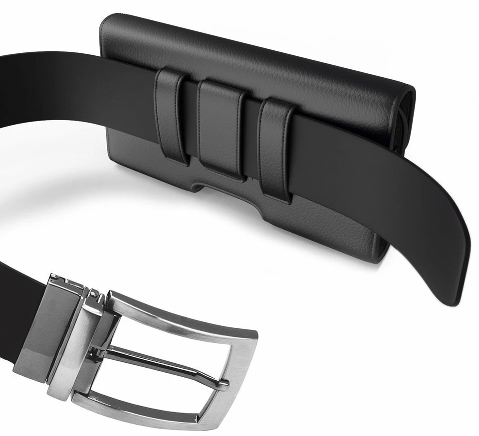 XL FUNDA DE CUERO CON CLIP PARA CINTURÓN PARA CABER EN UNA FUNDA RÍGIDA PARA Google Pixel 4 Foto 2 de 4