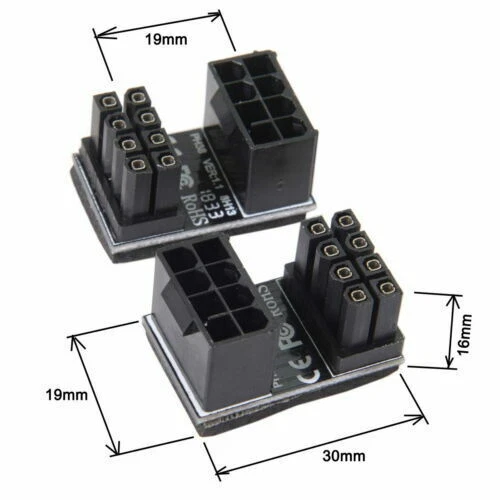 CY ATX 8Pin Female to 8pin Male 180 Degree Power Adapter for  Graphics Card GPU - Image 3 of 4
