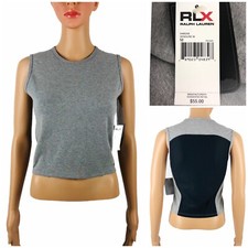 RLX Ralph Lauren Womens Medium Tank Top Crop Sleeveless Gray Made In USA NWT $55