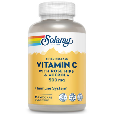 Solaray Vitamin C w/ Rose Hips & Acerola | 500mg | Non-GMO | 250 CT