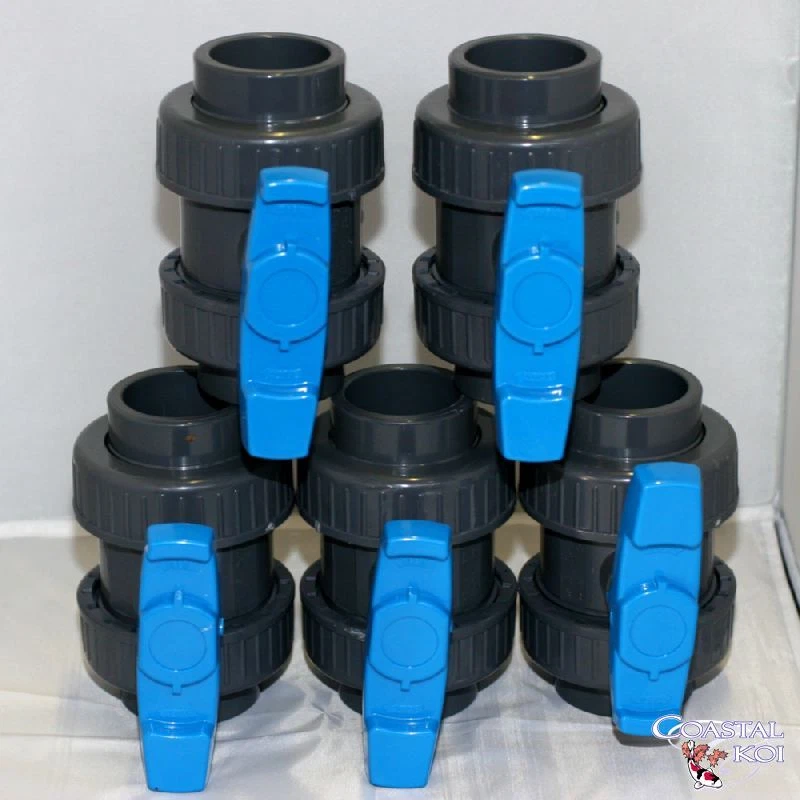 AQUA 5 x 11/2" DOUBLE UNION BALL VALVES PLUMBING ENGINEERING POND FILTER HYDROPONICS