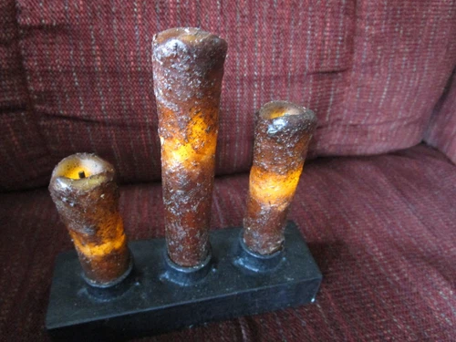 Mustard Nook Candlebra Timer CANDLES Burnt Look  Farmhouse rustic primitive NEW