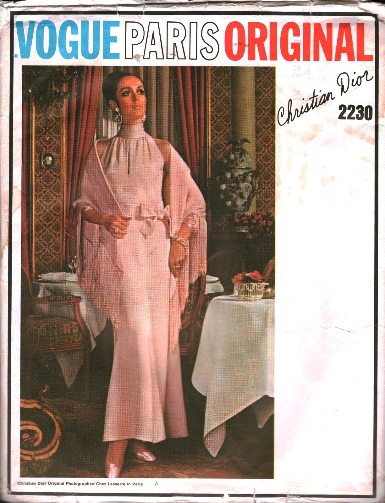 Abito da sera 2230 vintage Vogue modello cucito manca pezzo unico stola Dior 14
