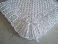  Hand-Crochet White Square Baby Blanket Afghan