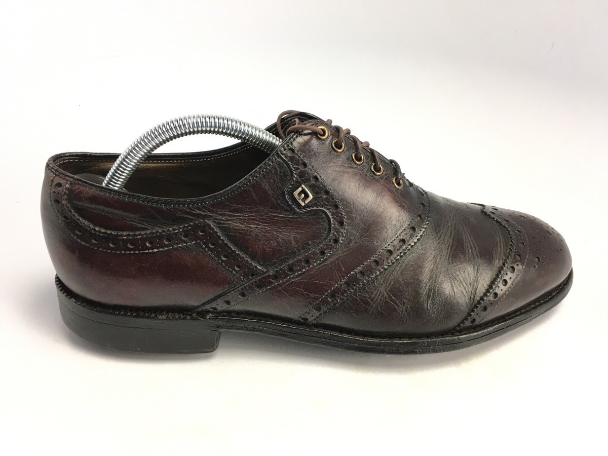 Vintage Footjoy Classics Mens Golf Shoes Burgundy Wingtips  display picture 3