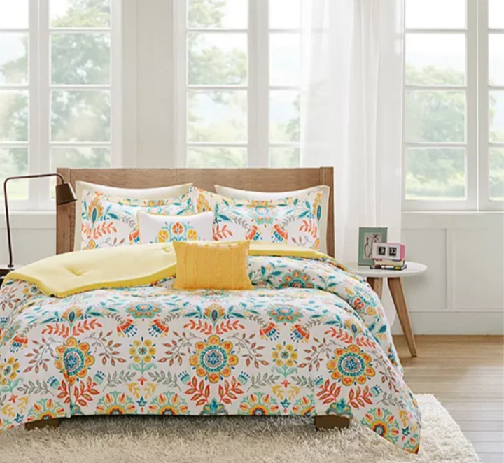 Intelligent Designer Twin/TwinXL Comforter Bedding Set 4 Pcs floral & Bird Motif - Image 3 of 4