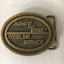 Agnew  Sweet Wireline Service Vintage Belt Buckle Solid Brass Hitline USA