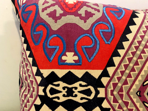Mulberry Home, Magic Carpet,embroidered and printed linen, cushion cover, 22x17” - Picture 2 of 6