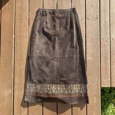 Boho Brown Leather Maxi Skirt