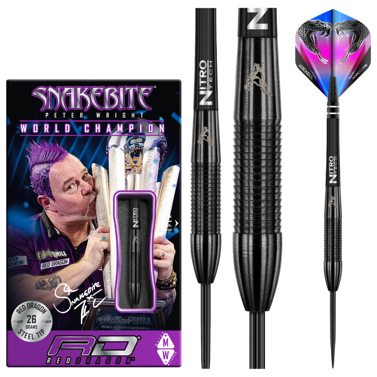 26 GRAM RED DRAGON PETER WRIGHT SNAKEBITE 3 BLACK 90% TUNGSTEN