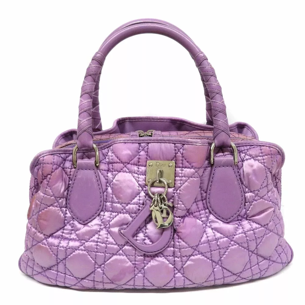 Sac à main Christian Dior fourre tout cannage breloque nylon authentique