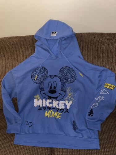 Walt Disney Mickey Mouse Blue Hooded Sweatshirt Hoodie XL - Picture 1 of 7