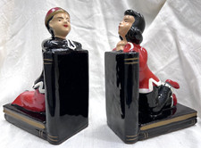 Ceramic Asian Boy Girl Bookends Enesco VINTAGE Mid-Century Made in Japan