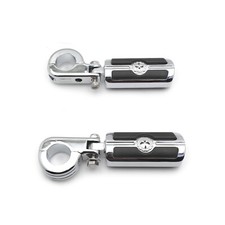 Gear Skull Foot Pegs Mount Kit Left Right 1.25" For Harley Male 1984-2017 Chrome