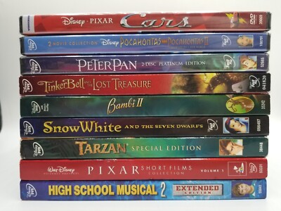 New & Sealed Disney DVD Lot of 9 - Cars Bambi Pixar Tarzan