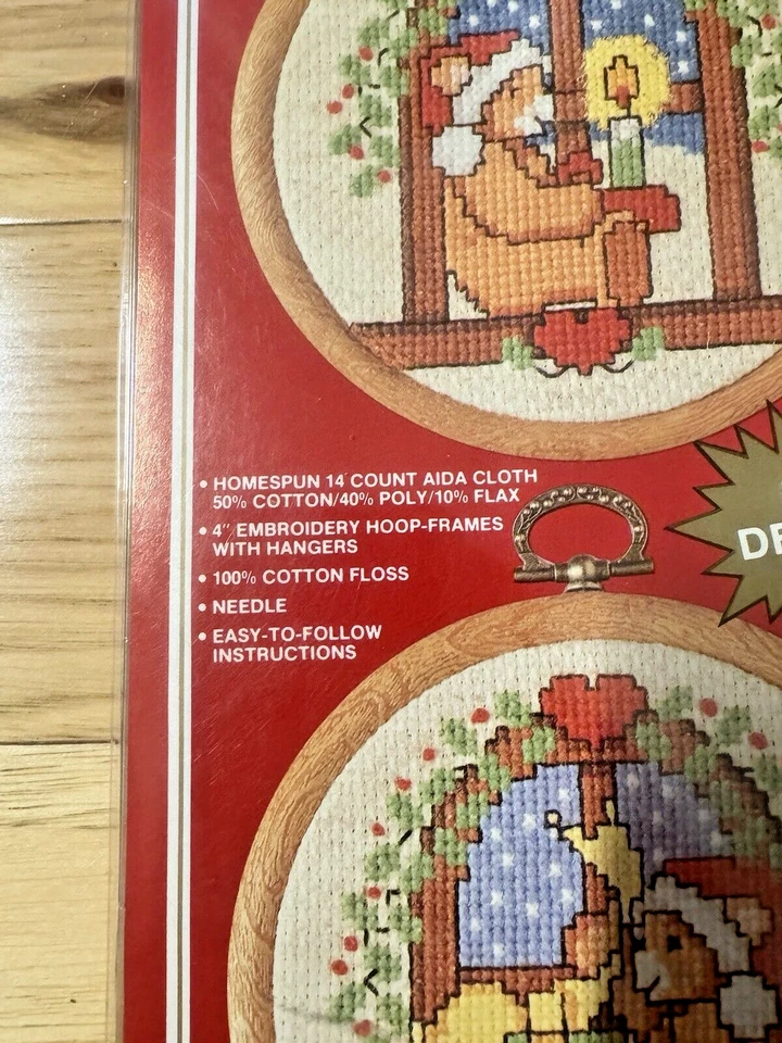 Vogart 圣诞双十字绣套件 2930J 圣诞老人窗户假日装饰品 Vint — 第 2/4 张图片