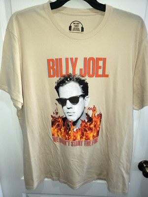 MENS NEW NWT 2XL BILLY JOEL TEE SHIRT TAN WE DIDNT START THE FIRE NICE LEE BRAND