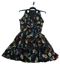 Lauren Ralph Lauren Dress Womens Size 6 Black Floral Sleeveless Vneck Belted New