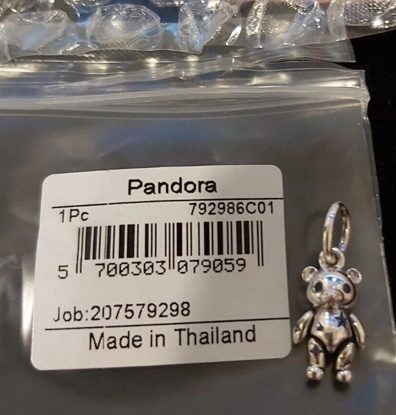 Authentic PANDORA STERLING SILVER MOVABLE TEDDY BEAR DANGLE CHARM 