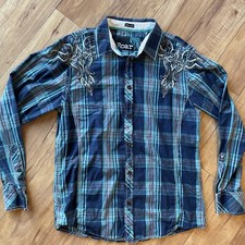 Roar Men s Embroidered Plaid Slim Fit Large Button Down
