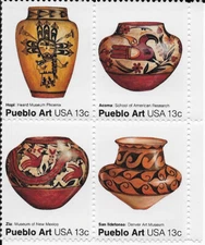 US Scott 1706-09, 1977, Pueblo Pottery, Block of 4, OG, NH