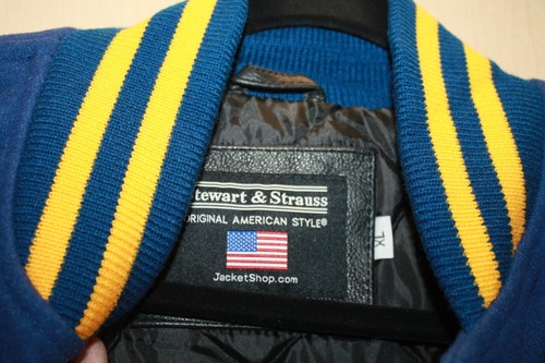 Vintage Stewart Strauss Letterman’s VARSITY JACKET YELLOW BLUE HOFSTRA U SIZE XL - Picture 3 of 3