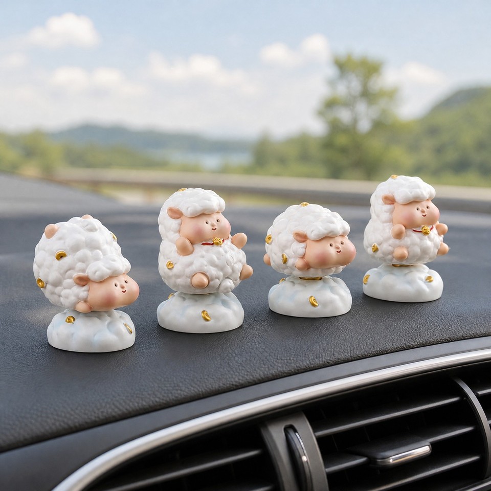 Sheep Window Display 4 Pieces Cartoon Sheep Astrological Figurine Whimsical for Shelf ...