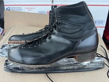 Riedell Women's Ice Figure Skates White Sz 8 Sheffield MK Blades 60s Vintage