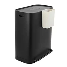 Beni Kitchen Trash/Recycling 16 Gal. Black Double-Bucket Step-Open Trash Can