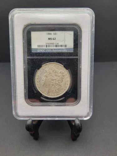 1886 Morgan Silver Dollar - NGC MS62 - Graded