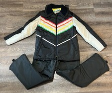 Tuta motoslitta vintage John Deere donna media nera arcobaleno giacca sci pantaloni