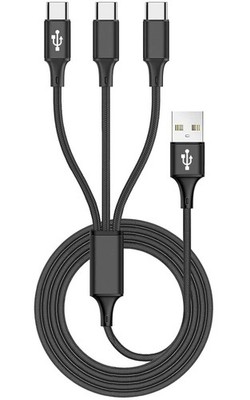 Multi USB-C Cable 3 in 1 USB-C Charging Cable Multiple Type- C USB Splitter, 4FT
