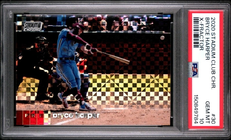 2020 STADIUM CLUB CHROME X FRACTOR #30 BRYCE HARPER PSA 10 ICONIC PHOTO SSP