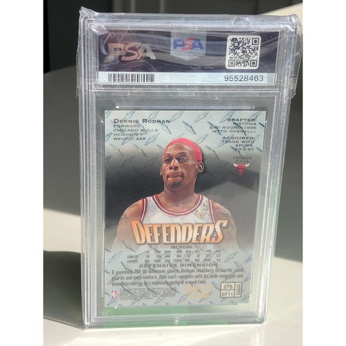 1997 Topps Finest Silver rifrattore con rivestimento 275 Dennis Rodman /1090 PSA 10 Pop1 - Foto 7 di 11