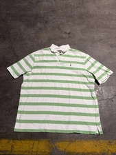 Vintage Polo Ralph Lauren Rugby Shirt XL White Green Quilted Short Sleeve Stripe