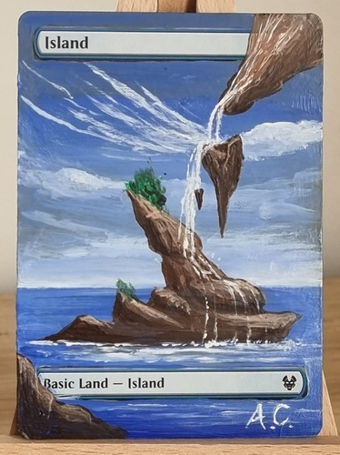 Hand Painted Altered MTG Full Art Island Card By Anthony Christou