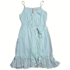 GB Giana Bini Swiss Dot Ruffle Mini Dress Size S Mint Green NWT