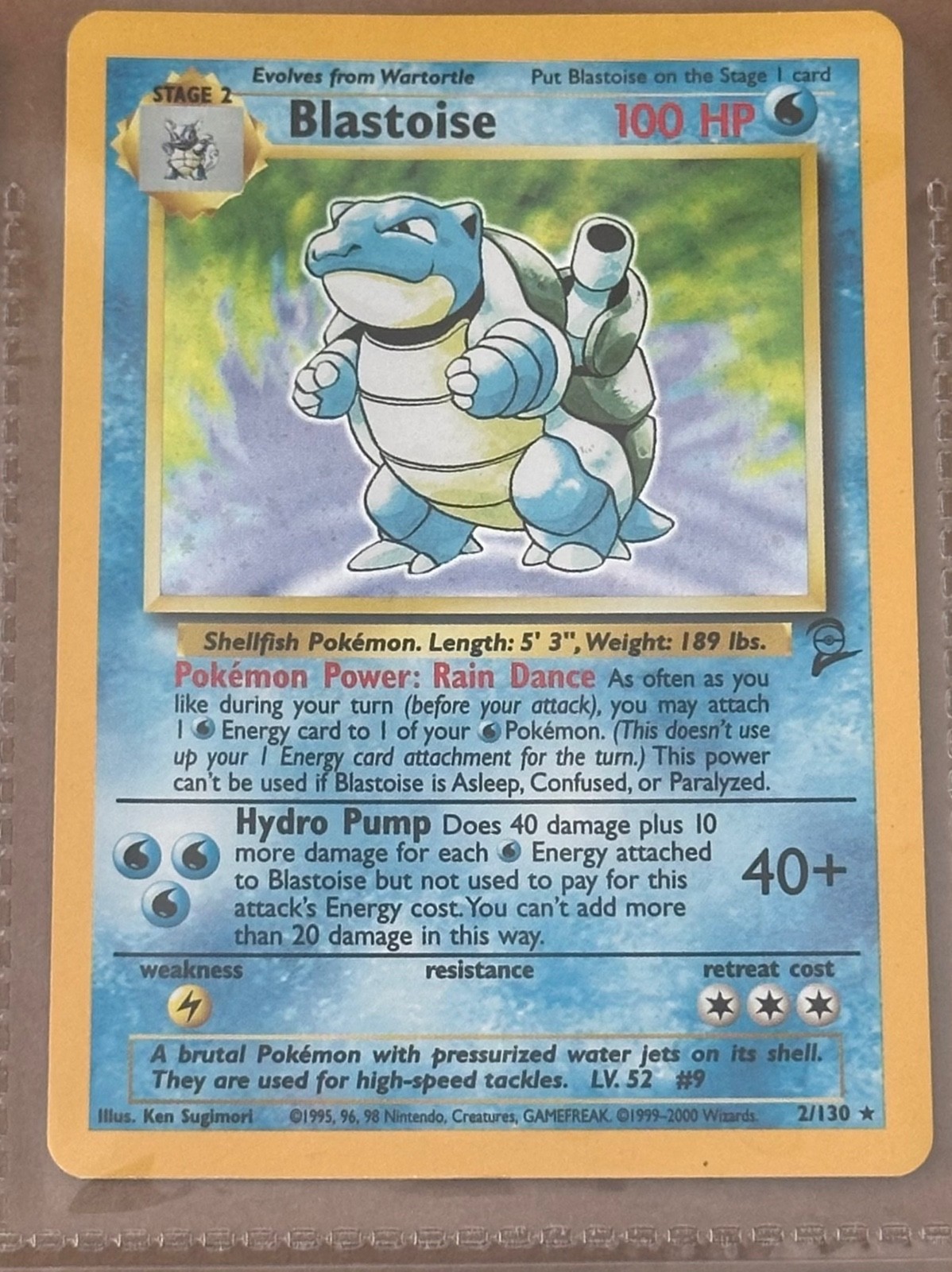 blastoise base set 2 holo rare holofoil