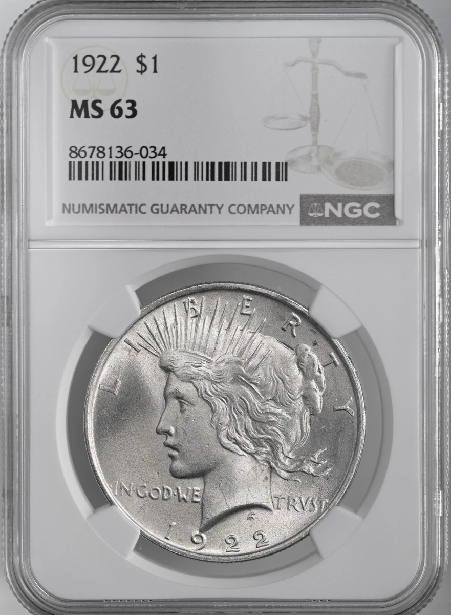 MS 63 Graded 1922 Year Peace Dollars (1921-1935) for sale | eBay