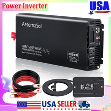12V to 120V Pure Sine Wave Inverter 2000W Power Camp Motor Car Home Solar System