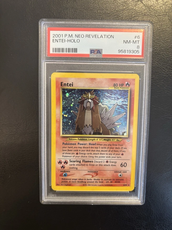 PSA 8 2001 Pokemon Entei 6/64 Neo Revelation Holo NM/Mint 💎 - Image 2 of 3