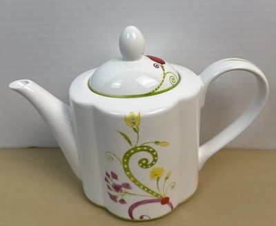 Pier 1 Imports Ceramic Dolomite Floral Tea Pot  LYDA  Pattern