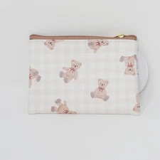 Bear Brown Check Pattern Coin Pouch
