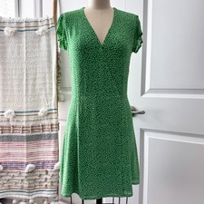 Reformation Dawn Green White Floral Short Sleeve Wrap Mini Dress Women’s Size XS