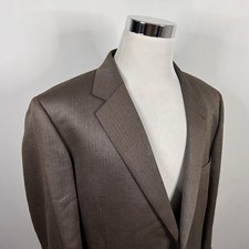 Jos A Bank 46R Sport Coat Silk Camel Hair Brown Herringbone Two Button Vented