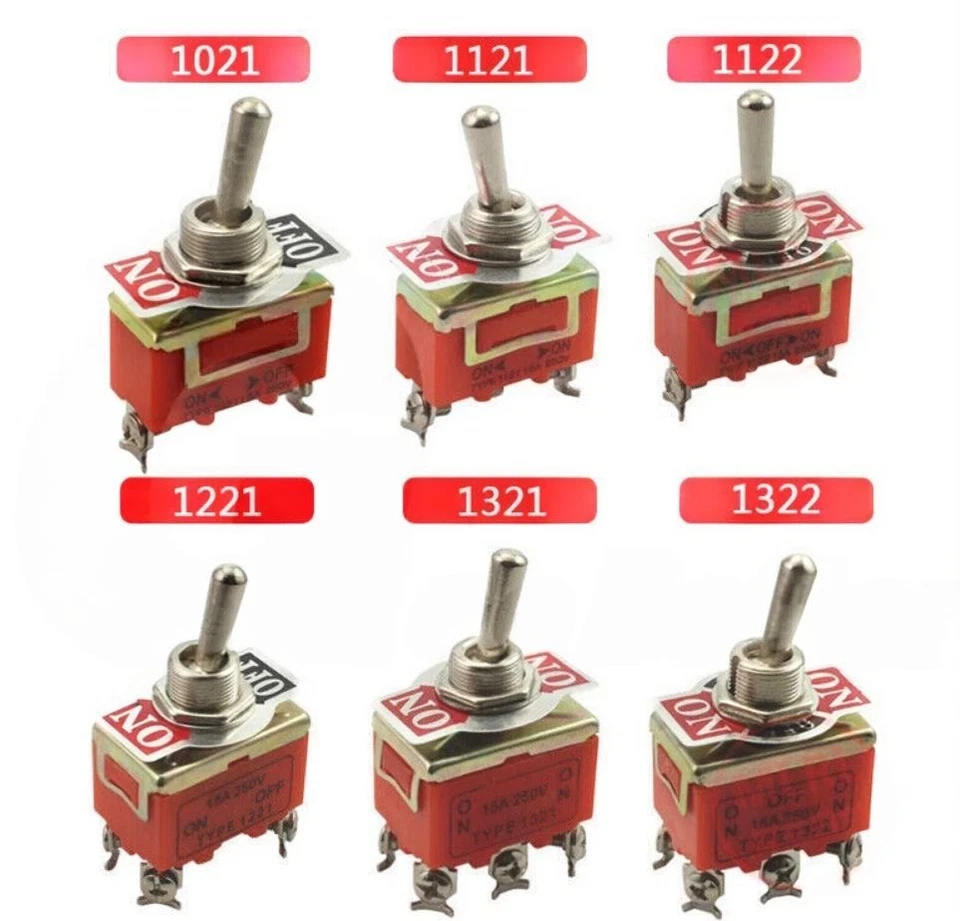 ELEKTRONIKA PLUS KFZ Kippschalter Umschalter Ein-Aus (5 Arten) 15A 12V 24V 250V Schutzkappe